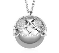 Dada Gioielli - Collar llamador de ángeles embarazo suerte trébol circonita cadena acero ajustable 90 + 10 cm, Talla única, Acero inoxidable, No es una piedra preciosa