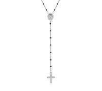 Dada Gioielli - Collar Rosario con Cruz y Medalla Milagrosa para Hombre y Mujer - Joya Cristiana con Cadena de Acero Inoxidable Hipoalergénico (Cadena tipo plata)