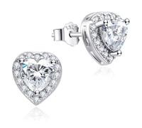 Dada Gioielli - Pendientes Pequeños Corazón, Puntada Ligera, solitario en Plata de Ley 925 con Circonitas Brillantes - Set de Regalo para Mujer que incluye Tarjeta de Autenticidad.,