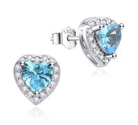 Dada Gioielli - Pendientes Pequeños Corazón, Puntada Ligera, solitario en Plata de Ley 925 con Circonitas Brillantes - Set de Regalo para Mujer que incluye Tarjeta de Autenticidad.,