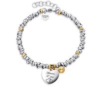 Dada Gioielli - Pulsera Amor Mamá con Campanita y Corazón con Frase Bilingüe - 17+3 cm