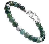 Dada Gioielli - Pulsera de hombre resistente, cuentas de acero con piedras naturales de 6 mm, ónix, turquesa, sodalita, ojo de tigre, ágata musgosa, obsidiana roja, obsidiana negra (ágata musgosa)
