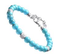 Dada Gioielli - Pulsera de hombre resistente, cuentas de acero con piedras naturales de 6 mm, ónix, turquesa, sodalita, ojo de tigre, ágata musgosa, obsidiana roja, obsidiana negra (turquesa)
