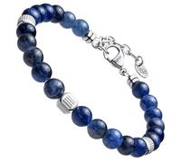 Dada Gioielli - Pulsera de hombre resistente, cuentas de acero con piedras naturales de 6 mm, ónix, turquesa, sodalita, ojo de tigre, ágata musgosa, obsidiana roja, obsidiana negra (sodalita)