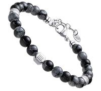 Dada Gioielli - Pulsera de hombre resistente, cuentas de acero con piedras naturales de 6 mm, ónix, turquesa, sodalita, ojo de tigre, ágata musgosa, obsidiana roja, obsidiana negra (obsidiana negra)