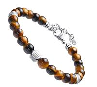 Dada Gioielli - Pulsera de hombre resistente, cuentas de acero con piedras naturales de 6 mm, ónix, turquesa, sodalita, ojo de tigre, ágata musgosa, obsidiana roja, obsidiana negra (ojo de tigre)