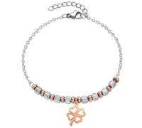 Dada Gioielli - Pulsera de mujer con colgante rosa trébol estrella corazón cadena diamantada 17,5 + 3 cm idea regalo para ella (Trébol)