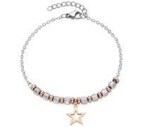 Dada Gioielli - Pulsera de mujer con colgante rosa trébol estrella corazón cadena diamantada 17,5 + 3 cm idea regalo para ella