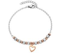 Dada Gioielli - Pulsera de mujer con colgante rosa trébol estrella corazón cadena diamantada 17,5 + 3 cm idea regalo para ella (Corazón)