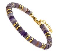 Dada Gioielli - Pulsera Hombre con Piedras Naturales, Brazalete Acero Inoxidable Ajustable 19-22cm con Caja de Regalo y de Autenticidad, Viola Amatista
