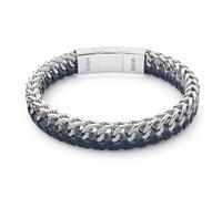 Dada Gioielli - Pulsera Hombre Cuero y Acero Inoxidable, Resistente al Agua - Azul, Negro, Marrón - Idea Regalo Dia del Padre 2025 - Ajustable 21cm, Negro