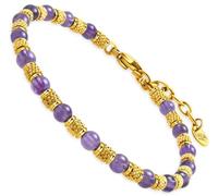 Dada Gioielli - Pulsera Mujer con Piedra Natural Vera, Amatista (Espiritualidad) - Ágata (Protección) - Amazonita (Optimismo) - Sodalite (Comunicación), Acero Inoxidable,