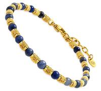 Dada Gioielli - Pulsera Mujer con Piedra Natural Vera, Amatista (Espiritualidad) - Ágata (Protección) - Amazonita (Optimismo) - Sodalite (Comunicación), Acero Inoxidable,