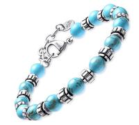 Dada Gioielli - Pulsera para hombre de piedra natural de 6 mm, ónix, sodalita, ojo de tigre, obsidiana negra, jaspe gris, turquesa - Pulsera muy resistente