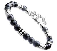 Dada Gioielli - Pulsera para hombre de piedra natural de 6 mm, ónix, sodalita, ojo de tigre, obsidiana negra, jaspe rojo, turquesa - Pulsera muy resistente