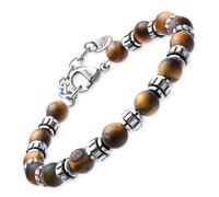 Dada Gioielli - Pulsera para hombre de piedra natural de 6 mm, ónix, sodalita, ojo de tigre, obsidiana negra, jaspe gris, turquesa - Pulsera muy resistente (ojo de tigre)