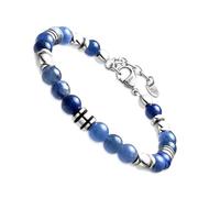 Dada Gioielli - Pulsera para hombre de piedra natural de 6 mm, ónix, sodalita, ojo de tigre, obsidiana negra, jaspe rojo, turquesa - Pulsera muy resistente (sodalita)