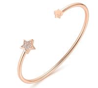 Dada Gioielli - Pulsera rígida para mujer con trébol de cuatro hojas, estrella y corazón con circonitas brillantes, idea de regalo para ella (Estrella Rosa)
