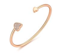 Dada Gioielli - Pulsera rígida para mujer con trébol de cuatro hojas, estrella y corazón con circonitas brillantes, idea de regalo para ella (Corazón Rosa)