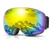 DADA-PRO Gafas de Esquí Para Hombres y Mujeres, Gafas de Snowboard Sobre Gafas OTG, Anti-Bruma, Sin Marco, Con Protección UV 100% (Dorado)