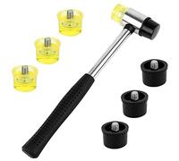 Dadabig 1Pcs Martillo Goma Maza de Goma con 6Pcs Cabezales de Martillo de Repuesto, Martillo de Goma de Doble Cara con Mango de Goma Antideslizante para Madera, Cuero, Artesanías (25mm)