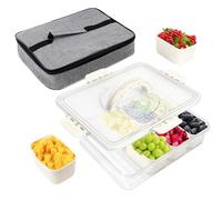 Dadabig 2pcs Bandeja de Aperitivos con Tap Bolsa, Bandeja de Frutas Secas Bandeja para Aperitivos con 8 Compartimentos Snack Box Caja de Aperitivos con Tapa Bandeja de Servir Dividida