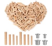 Dadabig 504pcs Tacos de Madera - 5mm 6mm 8mm 10mm Espigas y Clavijas Ranuradas y Corrugadas de Diferentes Tamaños + Localizador de Clavos