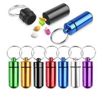 Dadabig 9 Pcs Mini Pastillero Llavero Hermético Caja de Pastillas de Aleación de Aluminio Impermeable Pastillero para La Medicación Llavero Pastillero Original,7 Colores