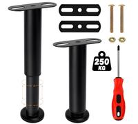 Dadabig Patas de Soporte de Cama, Patas de Metal Ajustables, Patas de Soporte para Muebles, Patas para Camas Regulables en Altura 18-30cm, con Tornillos y Destornillador, Negro
