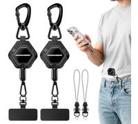 Dadanism 2PCS Cordón Universal Retráctil de Acero,Negro