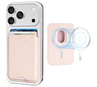 Dadanism Cartera Magnética, Soporte de 3 Tarjetas, Cartera Magnética para iPhone, Bloqueo RFID, Cuero de Acolchado Diamante, Delgada para Serie iPhone 17/16/15/14/13/12, No para 13/12 Mini, Rosa