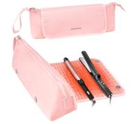 Dadanism Kit de Herramientas de Peluquería, Bolsa de Viaje para Cabello con Alfombrilla Resistente al Calor Desmontable, Organizador 2 en 1 para Rizador, Plancha y Accesorios Esenciales de Mujer, Rosa