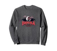 Dadcula: Spooky Dad Halloween Vampiro Murciélago Bigote Sudadera, Unisex para Adultos, Jaspeado Oscuro, L