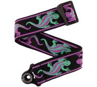 Correa de guitarra D'Addario con cierre automático - Accesorios para guitarra acústica y eléctrica - Correas de guitarra con cierre automático fáciles de usar -Lagarto vintage, verde y rosa