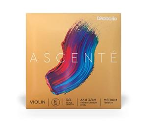 D'Addario A311 3/4M Medium Tension Ascenté Violin E String, 3/4 Scale