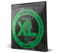 D'Addario Bass Guitar Strings, XL Chromes Flat Wound, ECB80, Super Light Gauge 40-95, Long Scale, 4-String Set, Pack de 1