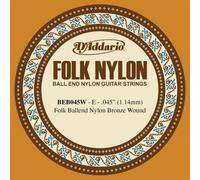 D'Addario BEB045W Folk Nylon, cuerda individual para guitarra, entorchado en bronce, extremo de bola, .045