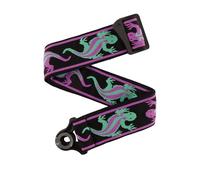 Correa de guitarra D'Addario con cierre automático - Accesorios para guitarra acústica y eléctrica - Correas de guitarra con cierre automático fáciles de usar -Lagarto vintage, verde y rosa