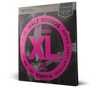D'Addario Bass Guitar Strings, XL Nickel Half Rounds, ENR71-6, Long Scale, Regular Light Gauge 30-130, 6-String Set, Pack de 1