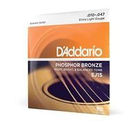 D'Addario Cuerdas para guitarra acústica EJ15 Extra ligero 10-47 1 paquete