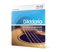 D'Addario Cuerdas para guitarra acústica EJ16 Extra ligeras 12-53 1 paquete