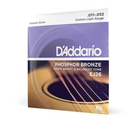 D'Addario Cuerdas Guitarra Acustica - Cuerdas de Guitarra - Cuerdas de Guitarra Acustica - EJ26 - Luz Personalizada, 11-52 - 1-Paquete