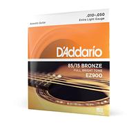 D'Addario Cuerdas Guitarra Acustica, Cuerdas de Guitarra, Cuerdas de Guitarra Acustica, EZ900 Juego de cuerdas para guitarra acústica de bronce, Extra Ligero, 010' - 050'