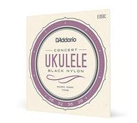 D'Addario Concert Ukulele Strings, Nylon Negro, EJ53C, Juego de 4 Cuerdas, Paquete de 1