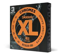 D'Addario ECG23 Chromes Flat Wound , Cuerda para guitarra electrica, Extra Light, 10-48, 3 Sets