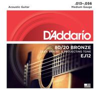 DAddario EJ12 80/20 Bronze Acoustic Guitar Strings Medium 13-56