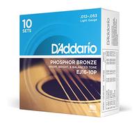 D'Addario Cuerdas de guitarra acústica EJ16-10P Extra ligero 12-53 Paquete de 10