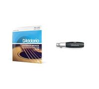 D'Addario EJ16 Phosphor Bronze Guitar Strings 12-53 Light with Planet Waves XLR Female to 1/4" Adapter