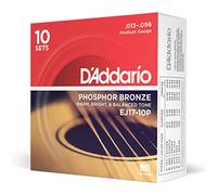 D'Addario EJ17-10P Cuerdas Guitarra Acústica Bronce 13-56, 10 Juegos