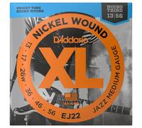 D'Addario Cuerdas Guitarra Electrica | Cuerdas de Guitarra | EJ22, cuerdas con entorchado en níquel para guitarra eléctrica, tensión media para Jazz, 13-56